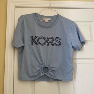 Michael Kors slate blue monogram midi top